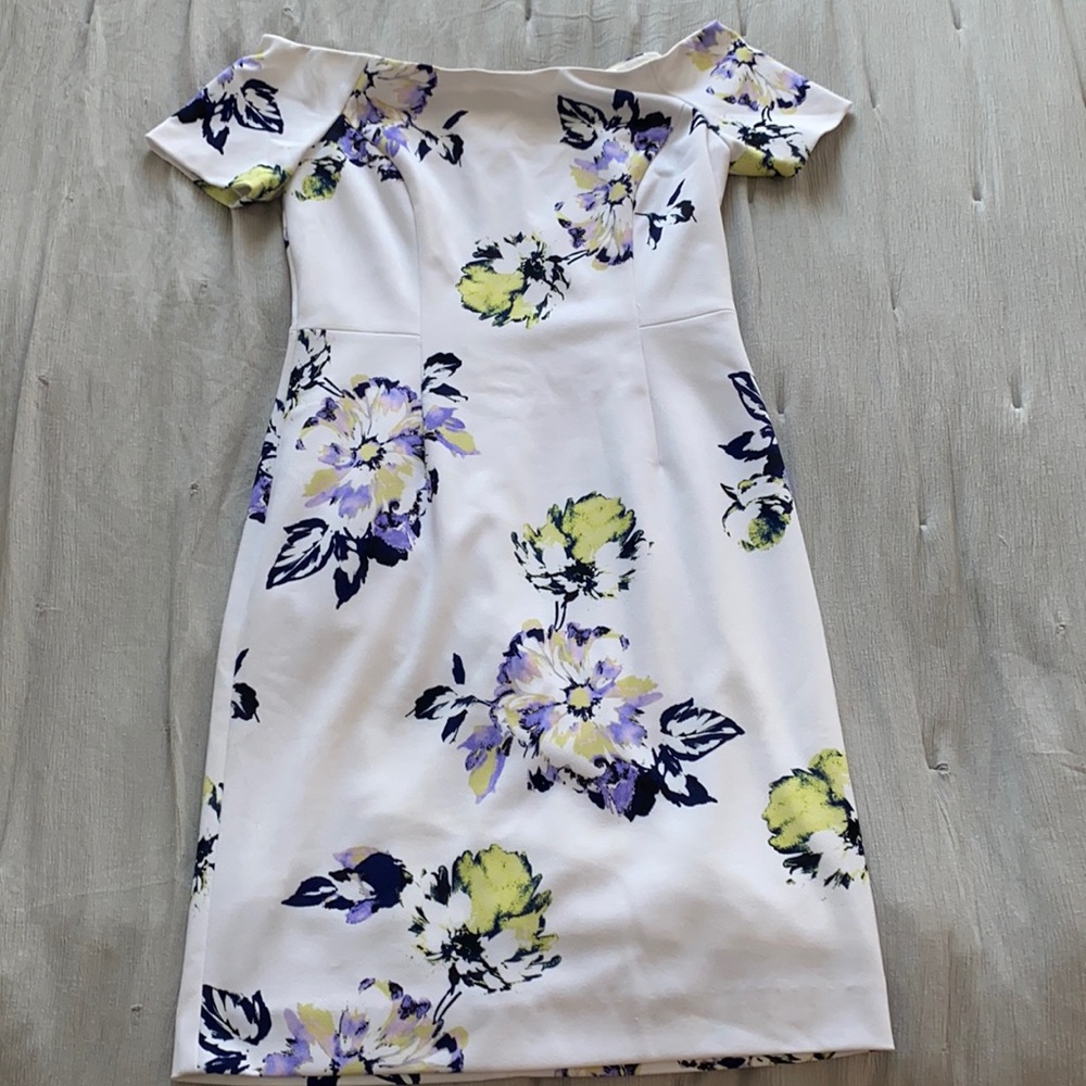 Size 6 Antonio melani cocktail off the shoulder form fitting dress.
